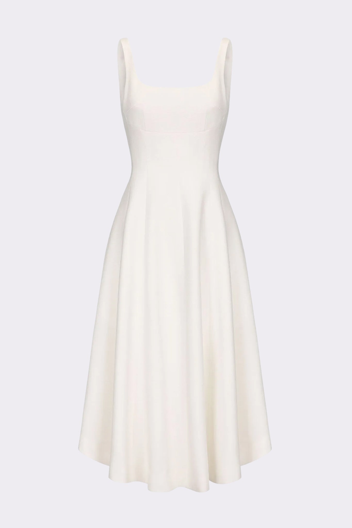 Josephine Square-Neck White Midi Dress