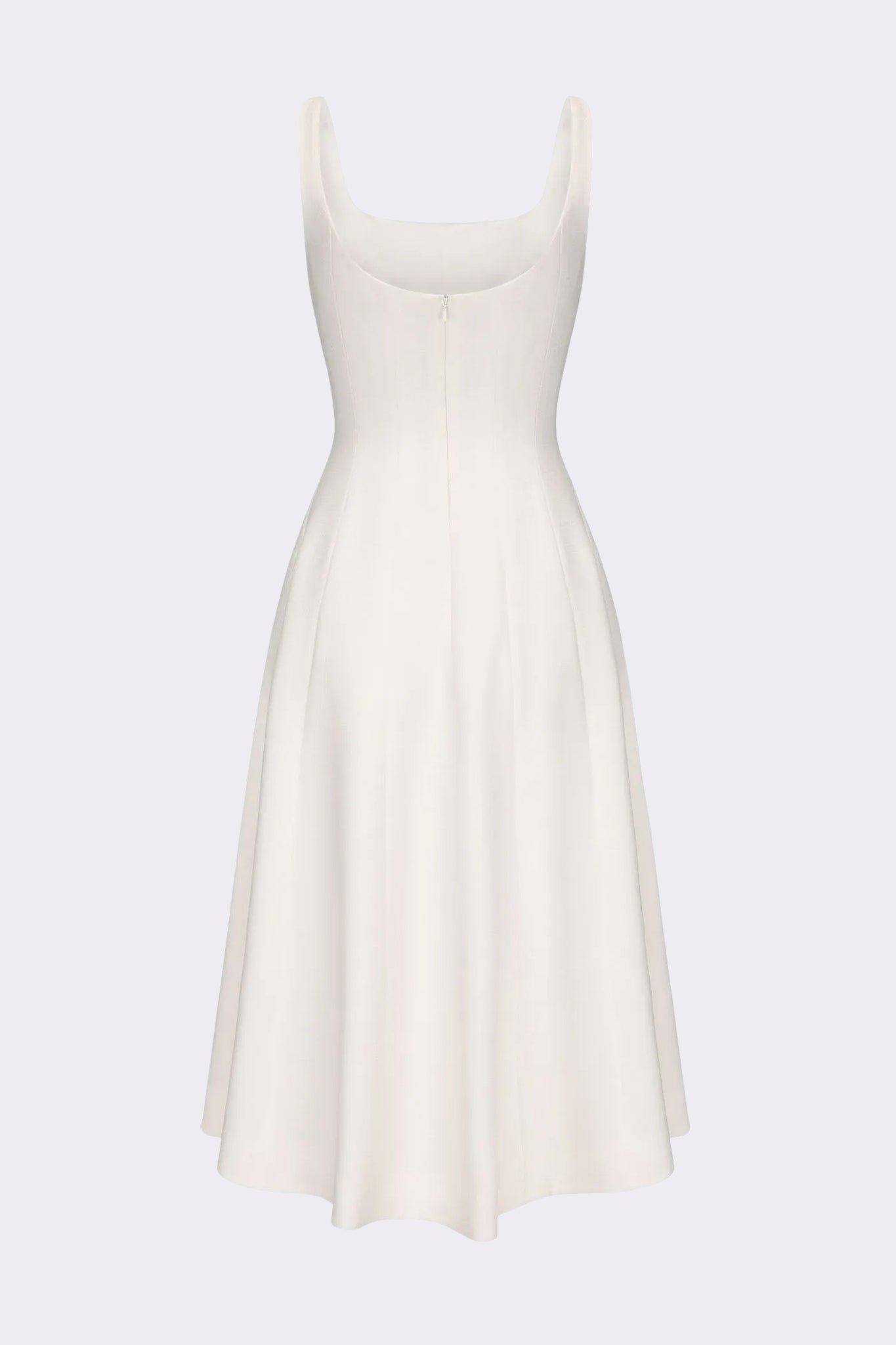 Josephine Square-Neck White Midi Dress