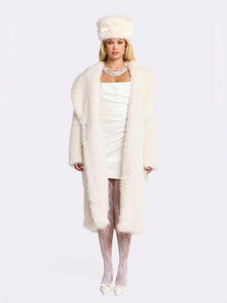 Marisa Fur Coat: White Coat for Winter Cocktail Party | Nana