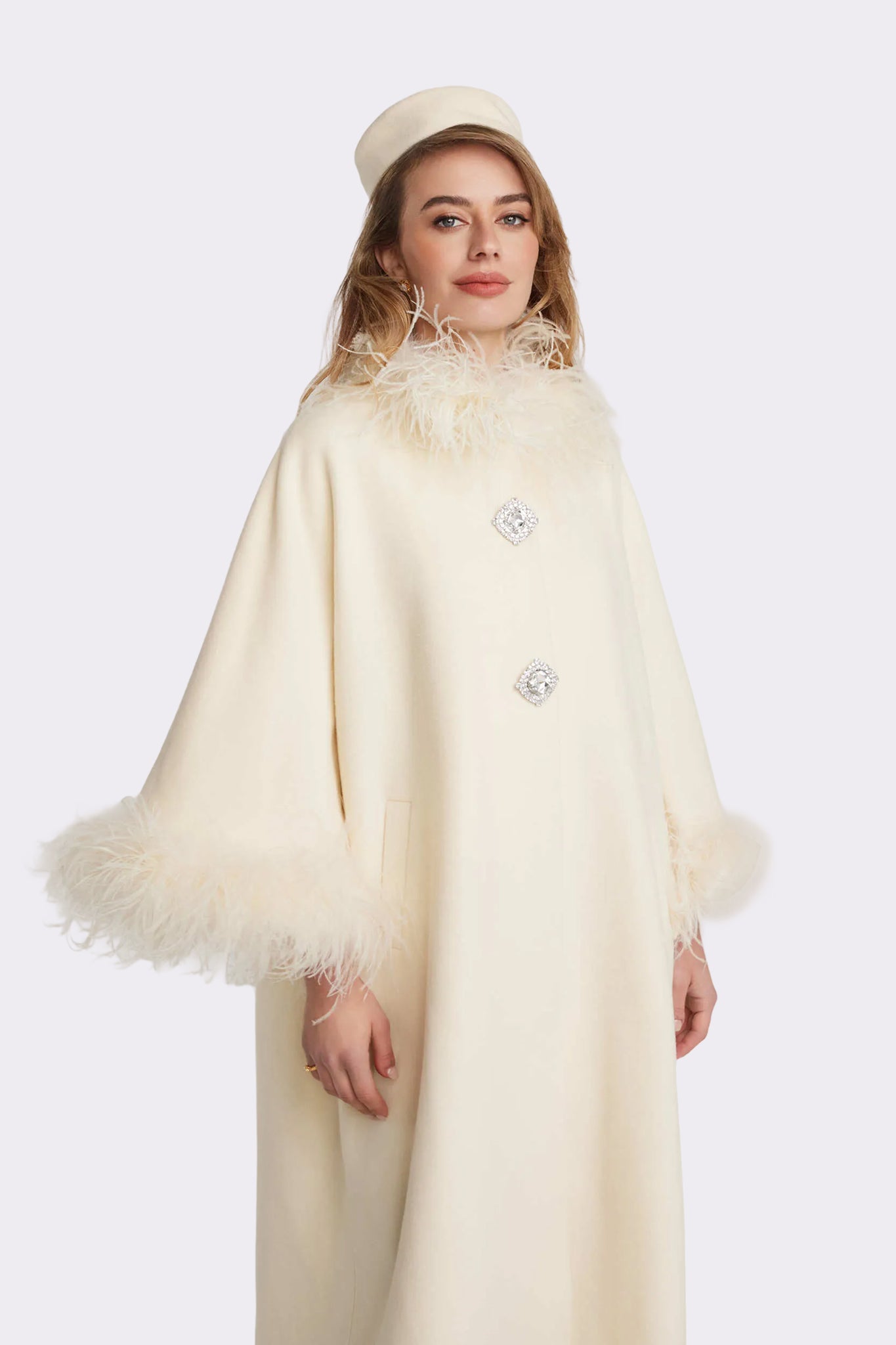 Nina Feather Coat (White) (Final Sale) – Nana Jacqueline