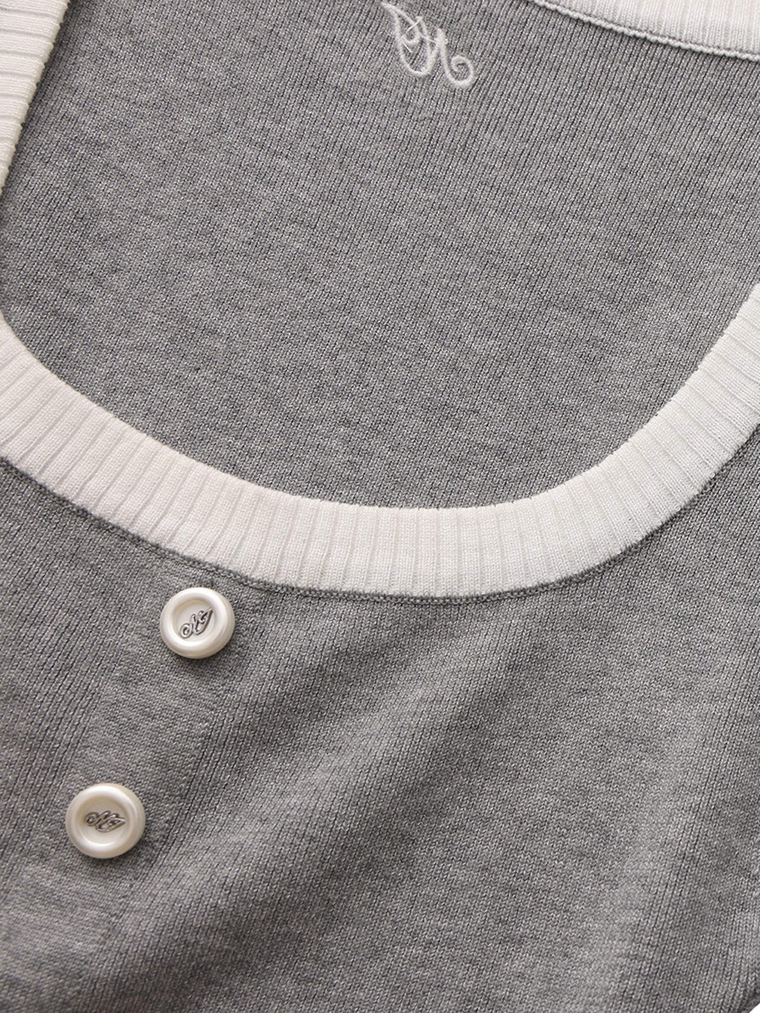 Millie Contrast-Trim Grey Knit Vest