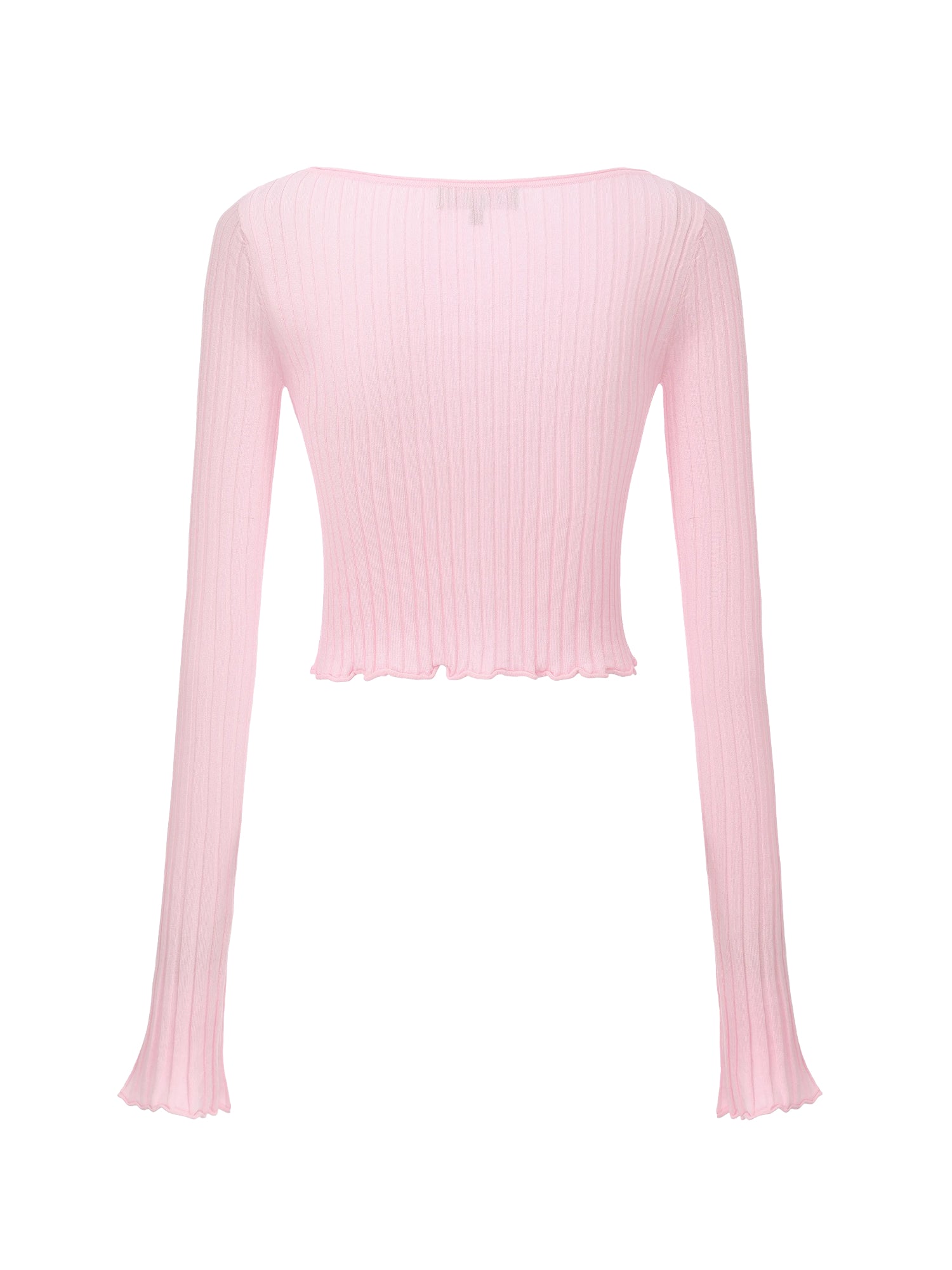 Jane Cropped Ribbed Pink Knit Cardigan