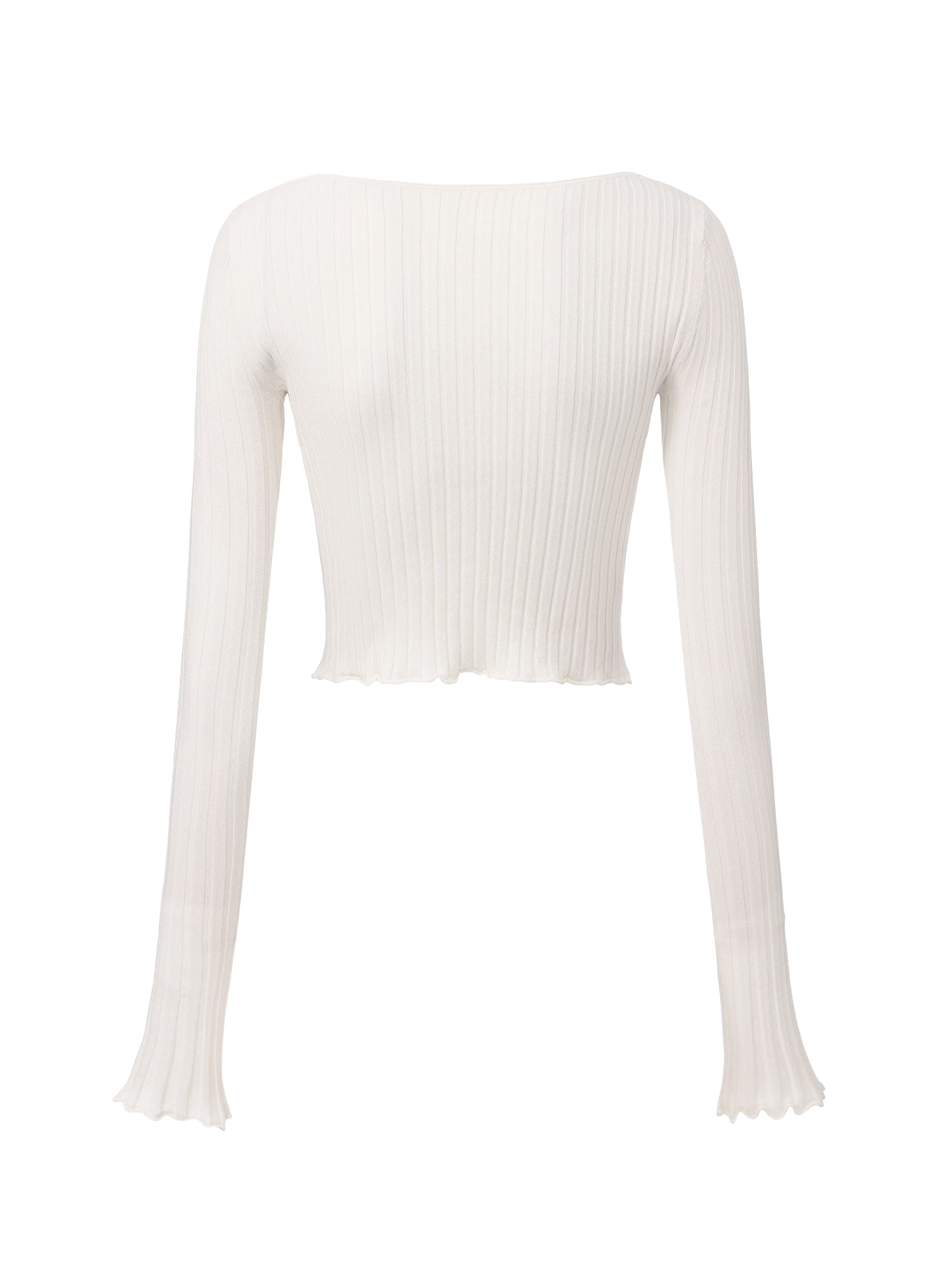 Jane Cropped Ribbed White Knit Cardigan