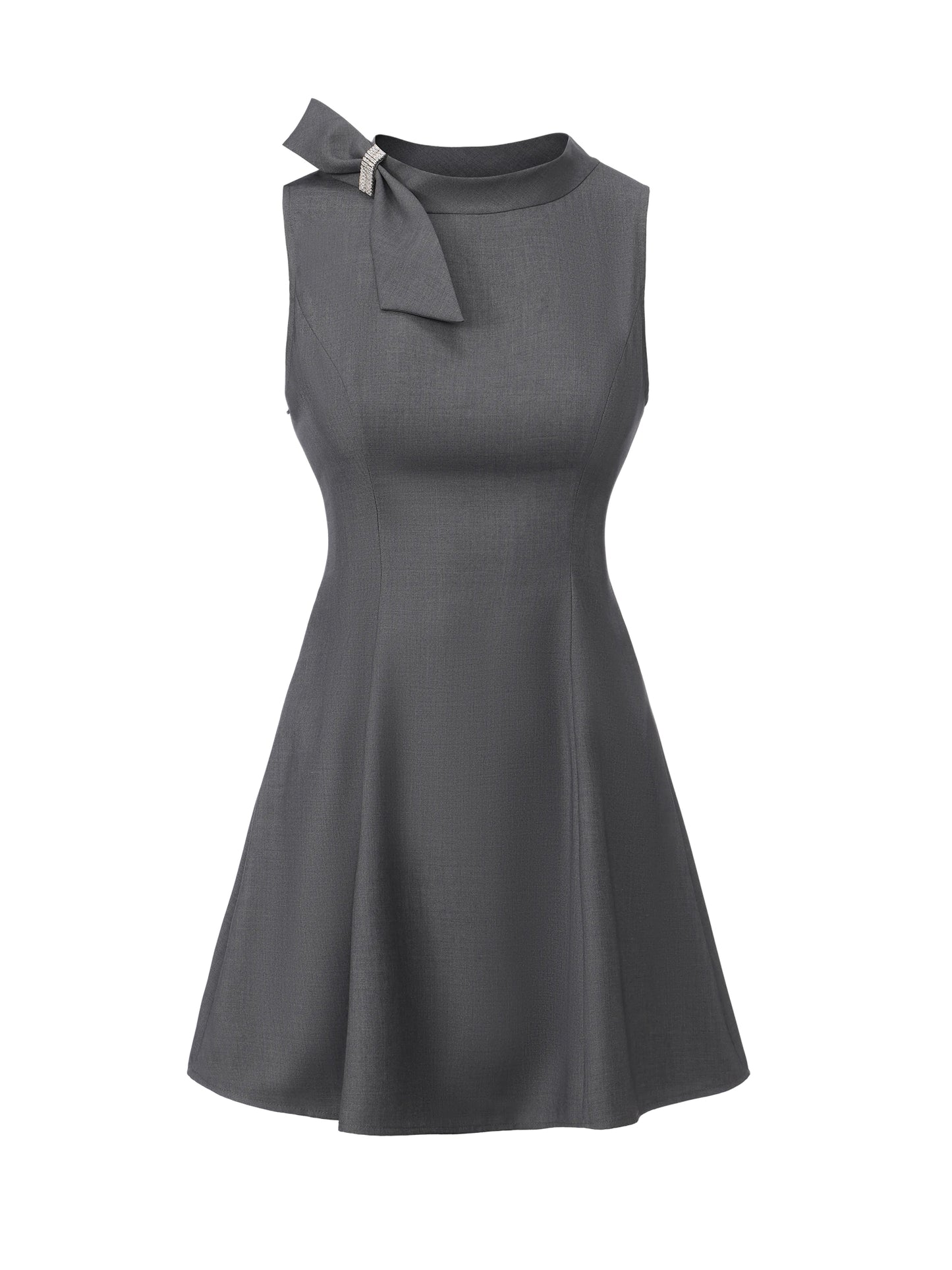 Lenora Bow Grey Mini Dress