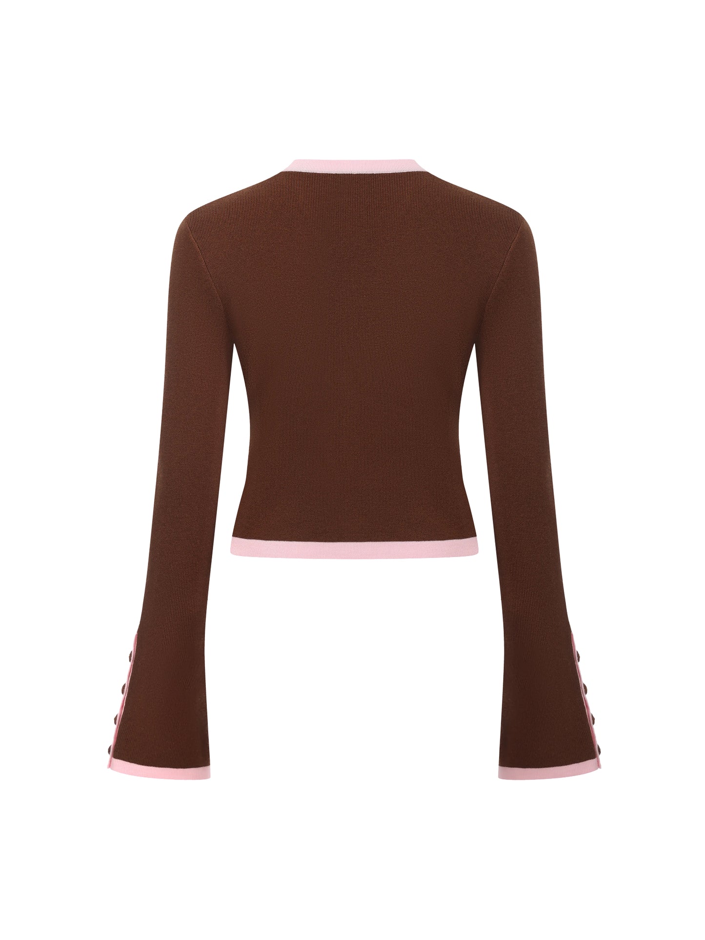 Lisette Contrast-Trim Brown Knit Three-Piece Set