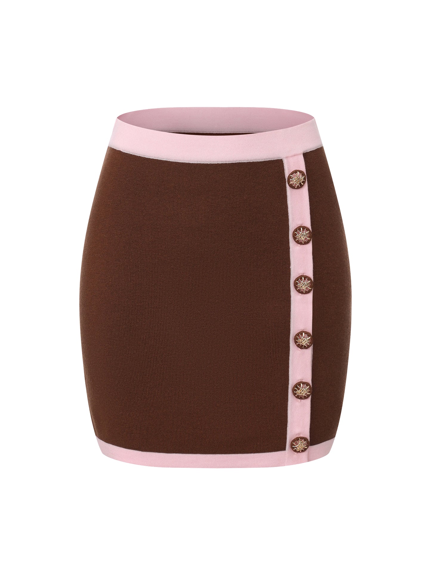 Lisette Contrast-Trim Brown Knit Three-Piece Set