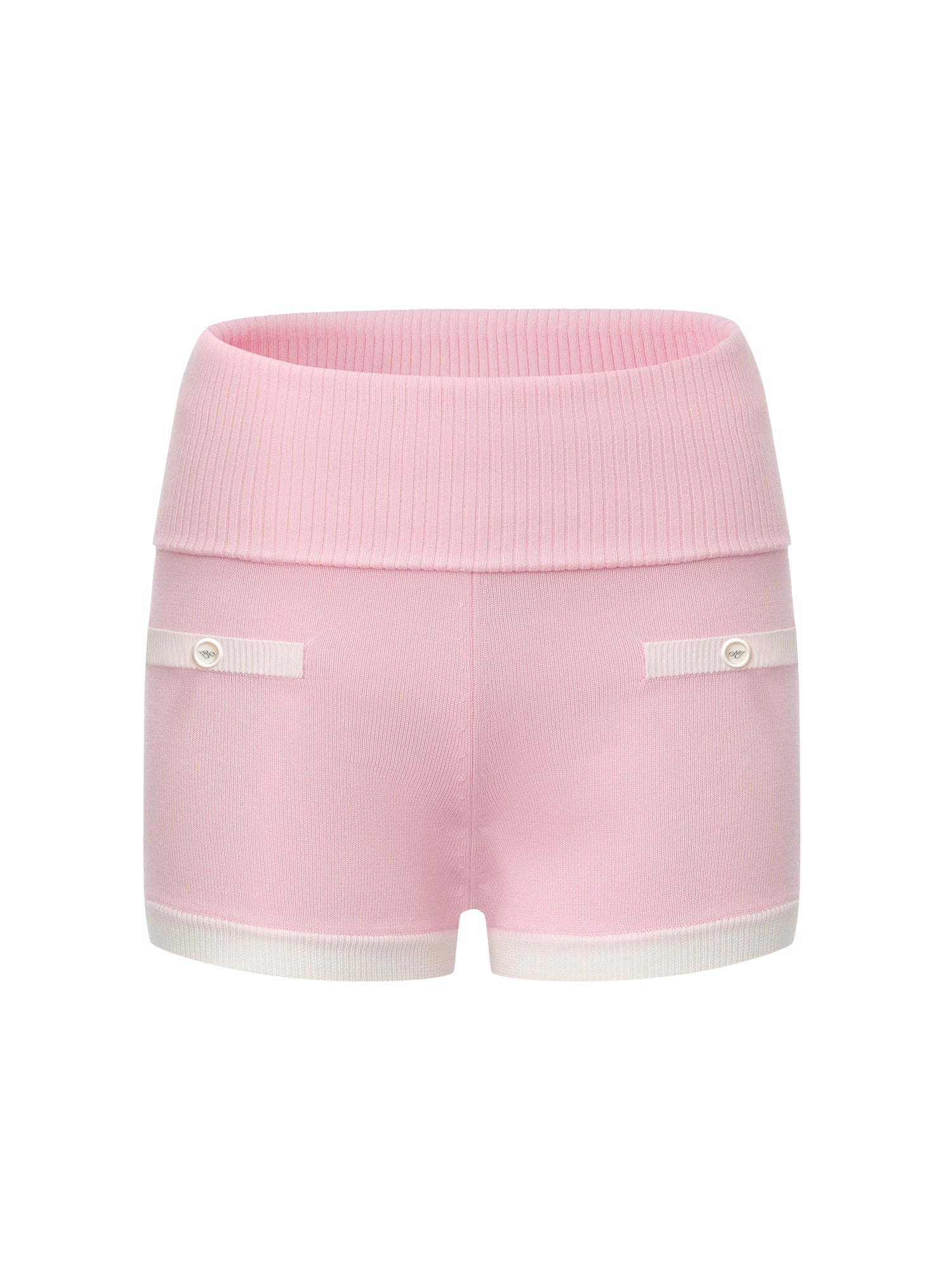 Millie Fold-Over Waistband Pink Knit Shorts