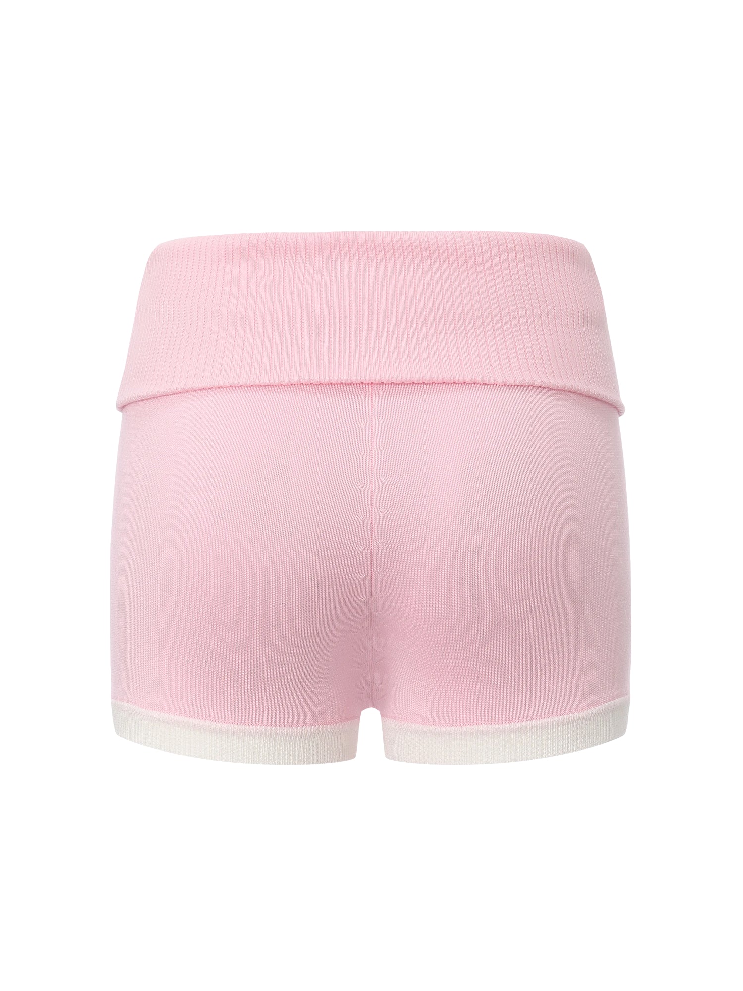 Millie Fold-Over Waistband Pink Knit Shorts