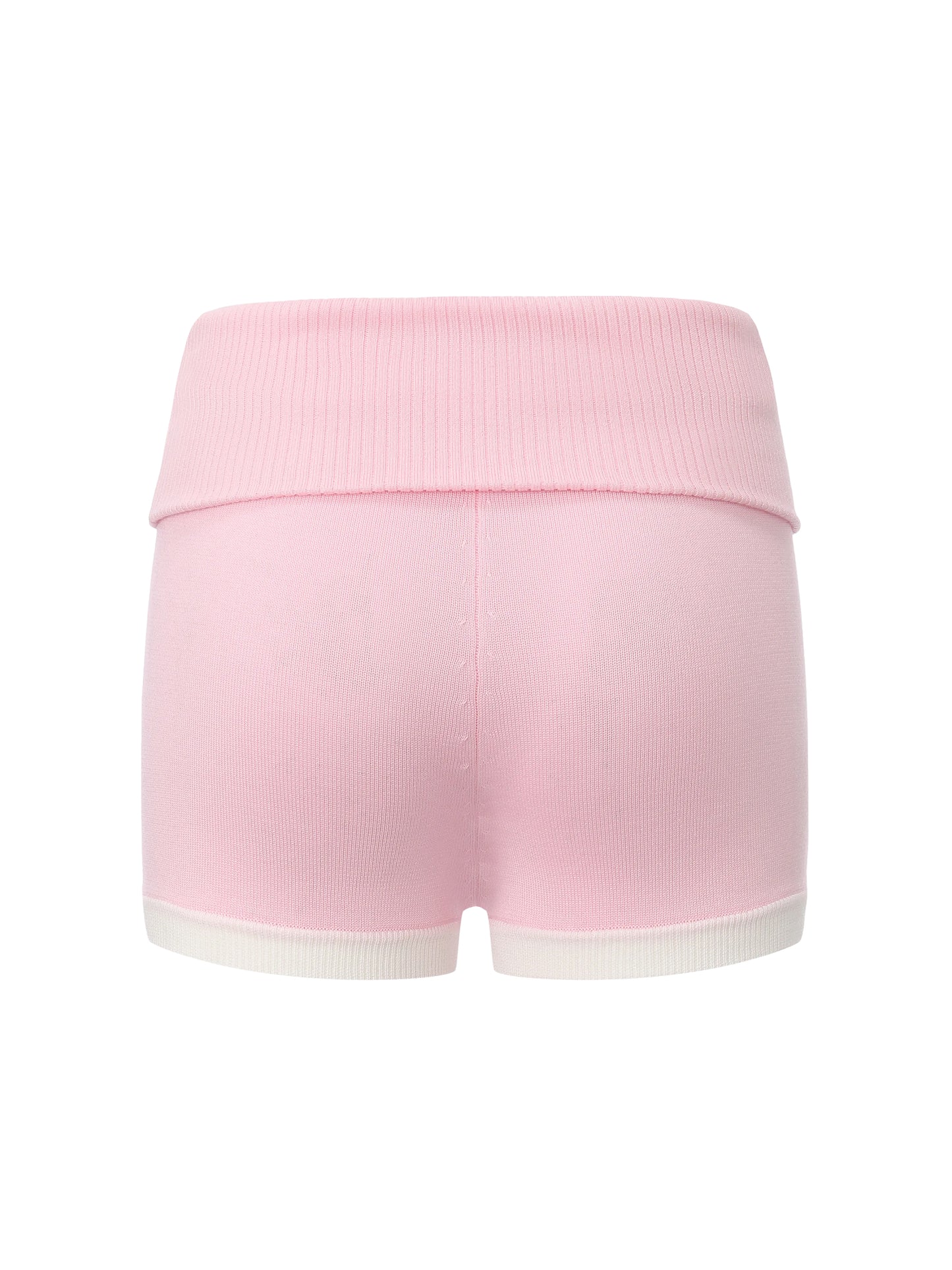 Millie Fold-Over Waistband Pink Knit Shorts