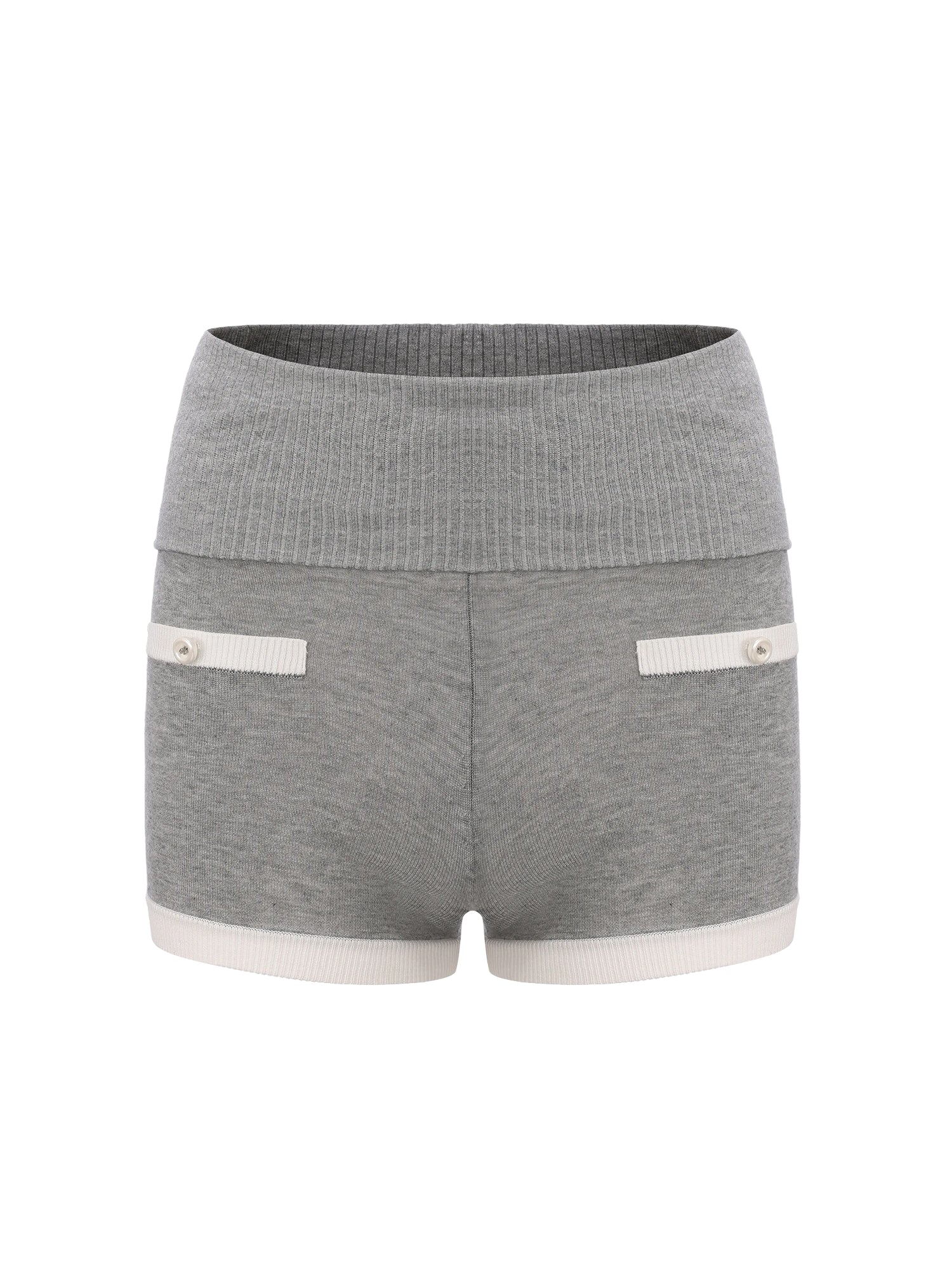 Millie Fold-Over Waistband Grey Knit Shorts