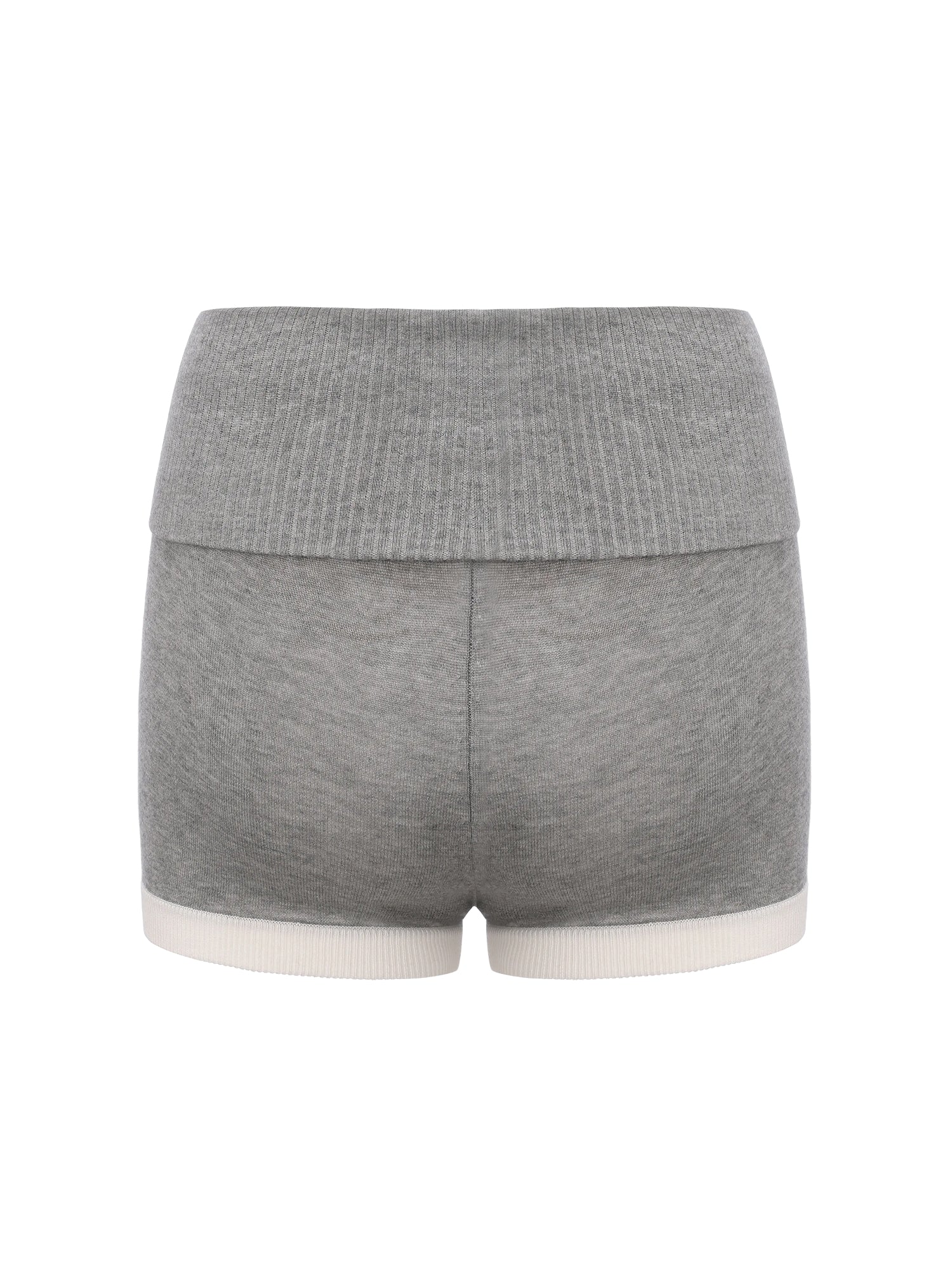 Millie Fold-Over Waistband Grey Knit Shorts