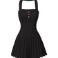 Ava Reverse Halter Black Knit Flared Dress
