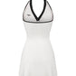 Elle Contrast Halter White Knit Mini Dress
