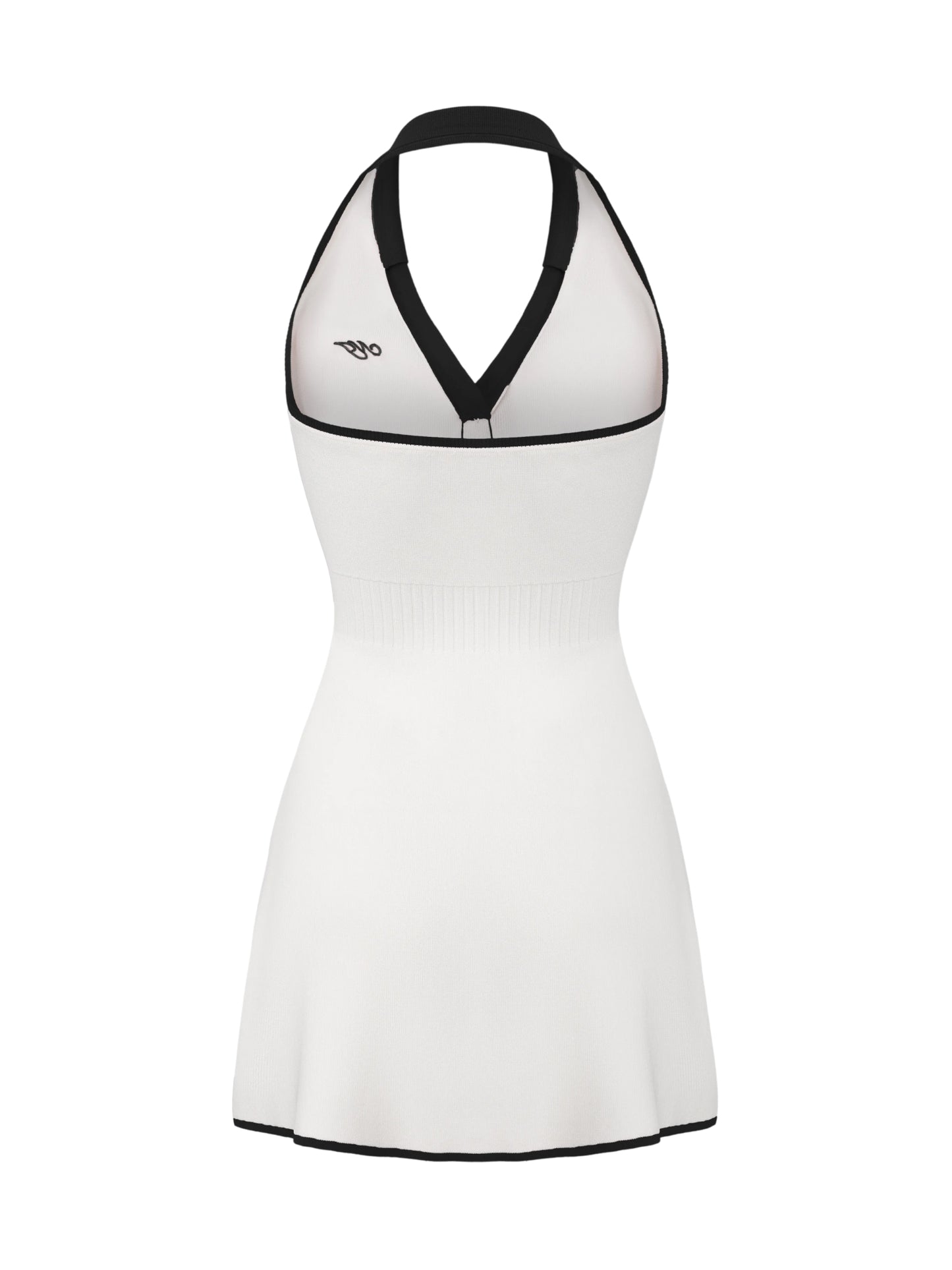Elle Contrast Halter White Knit Mini Dress