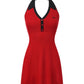 Elle Contrast Halter Red Knit Mini Dress