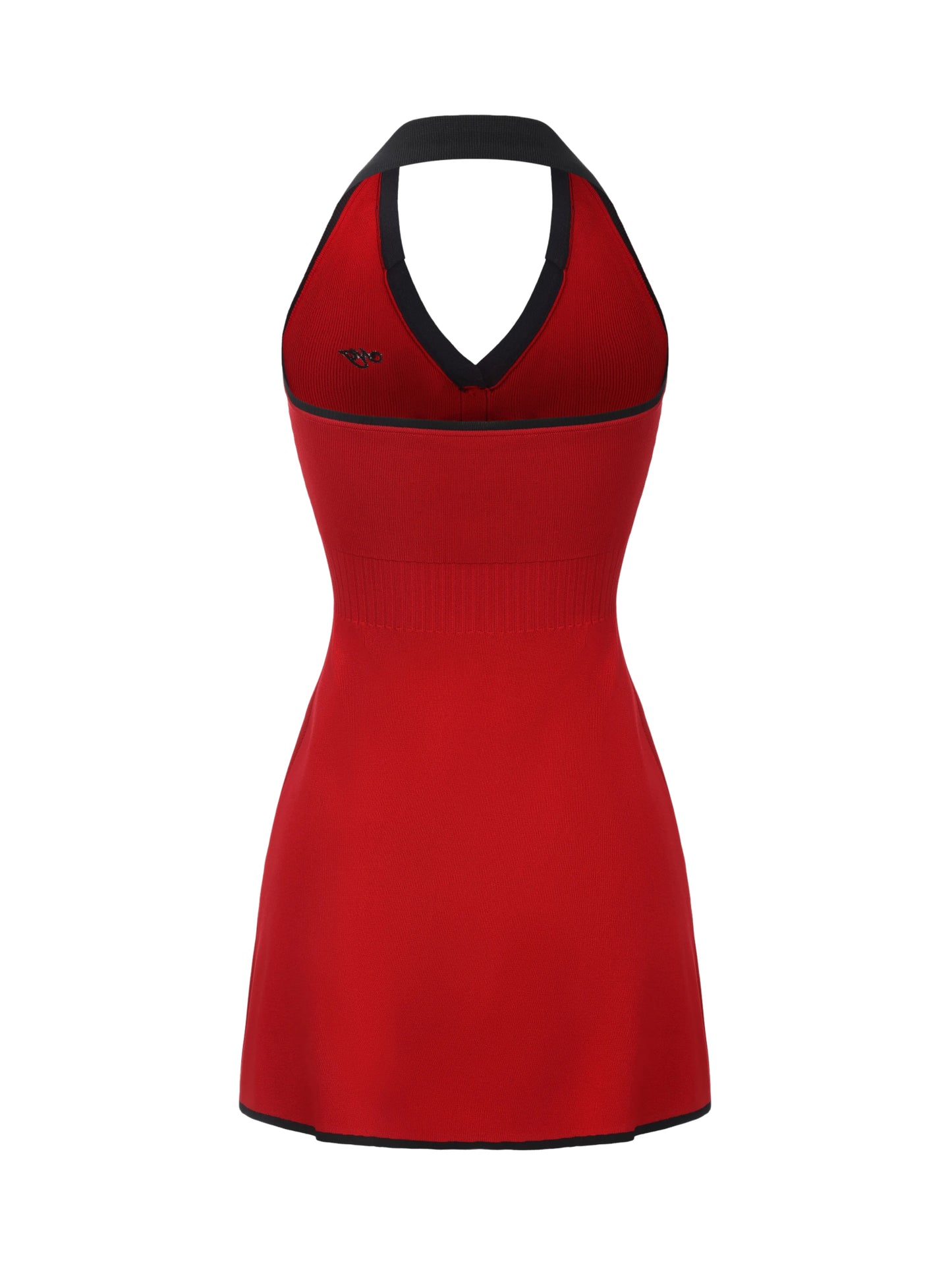 Elle Contrast Halter Red Knit Mini Dress