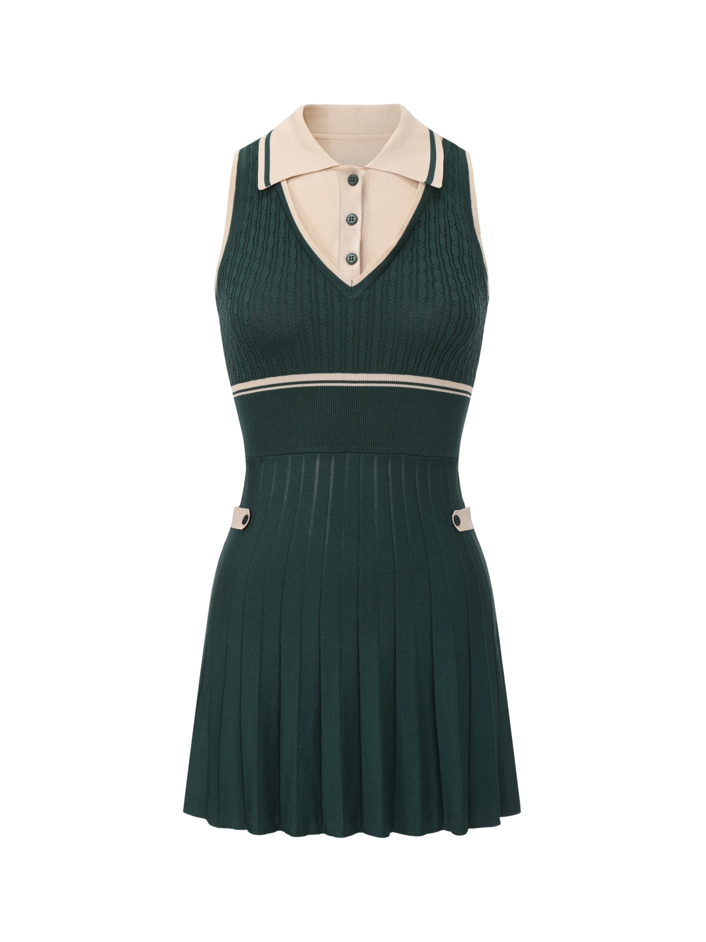 Ivy Colorblock Deep Green Knit Mini Dress