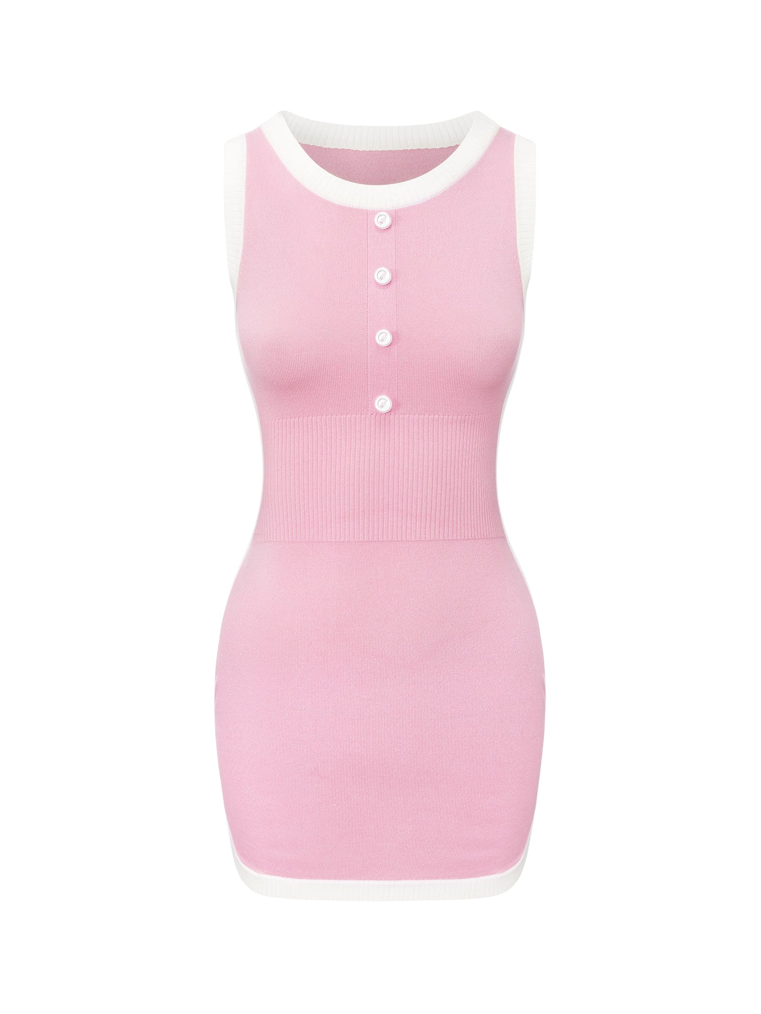 Wilhelmina Contrast-Trim Knit Pink Mini Dress