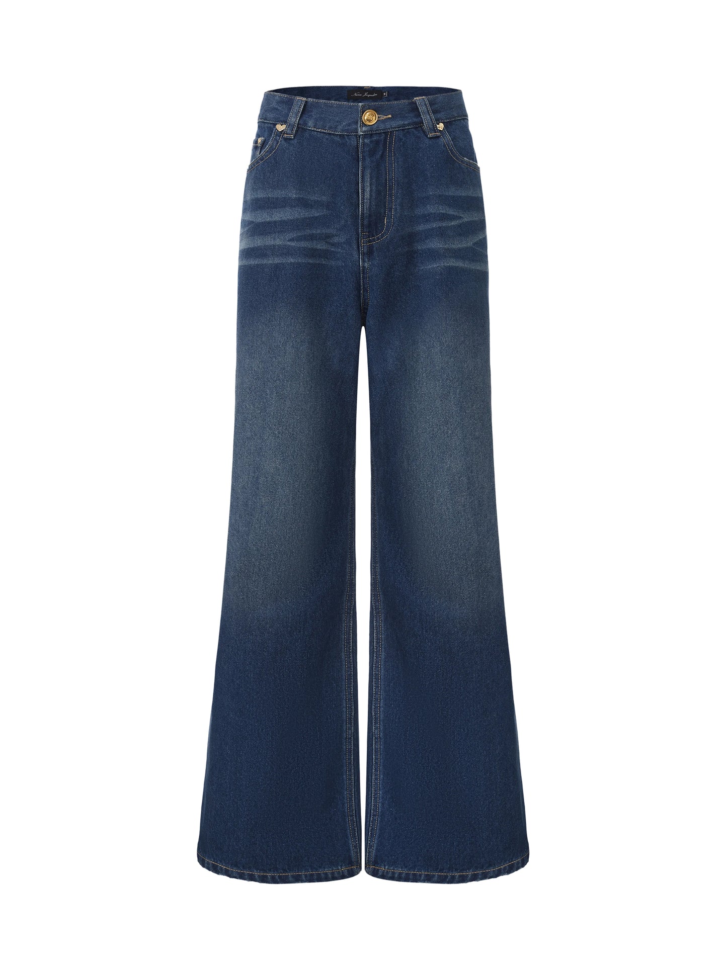 Ava High-Waist Blue Straight Leg Jeans