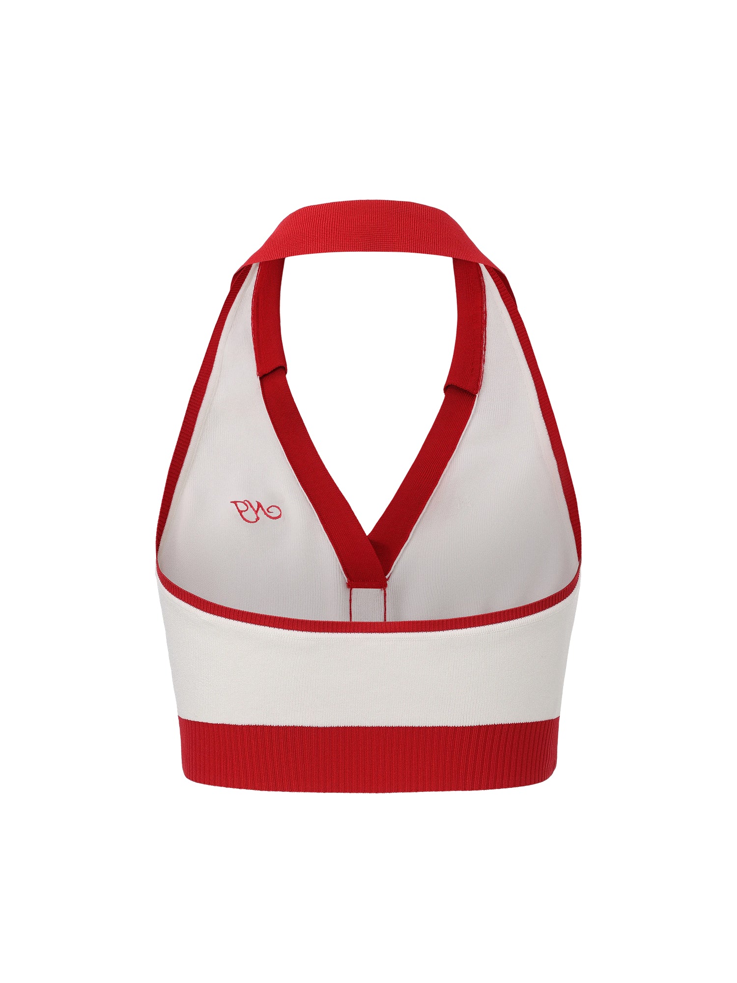 Wilhelmina Contrast Halter Knit White Top