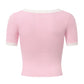 Millie Contrast-Trim Pink Knit Top