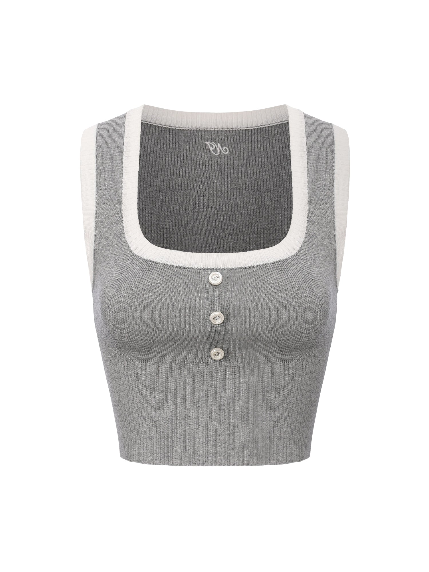 Millie Contrast-Trim Grey Knit Vest