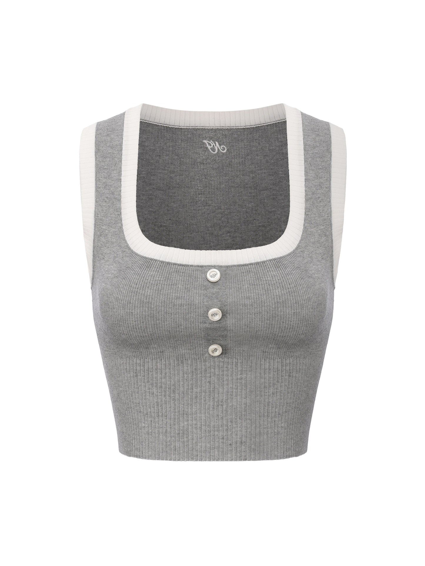Millie Contrast-Trim Grey Knit Vest