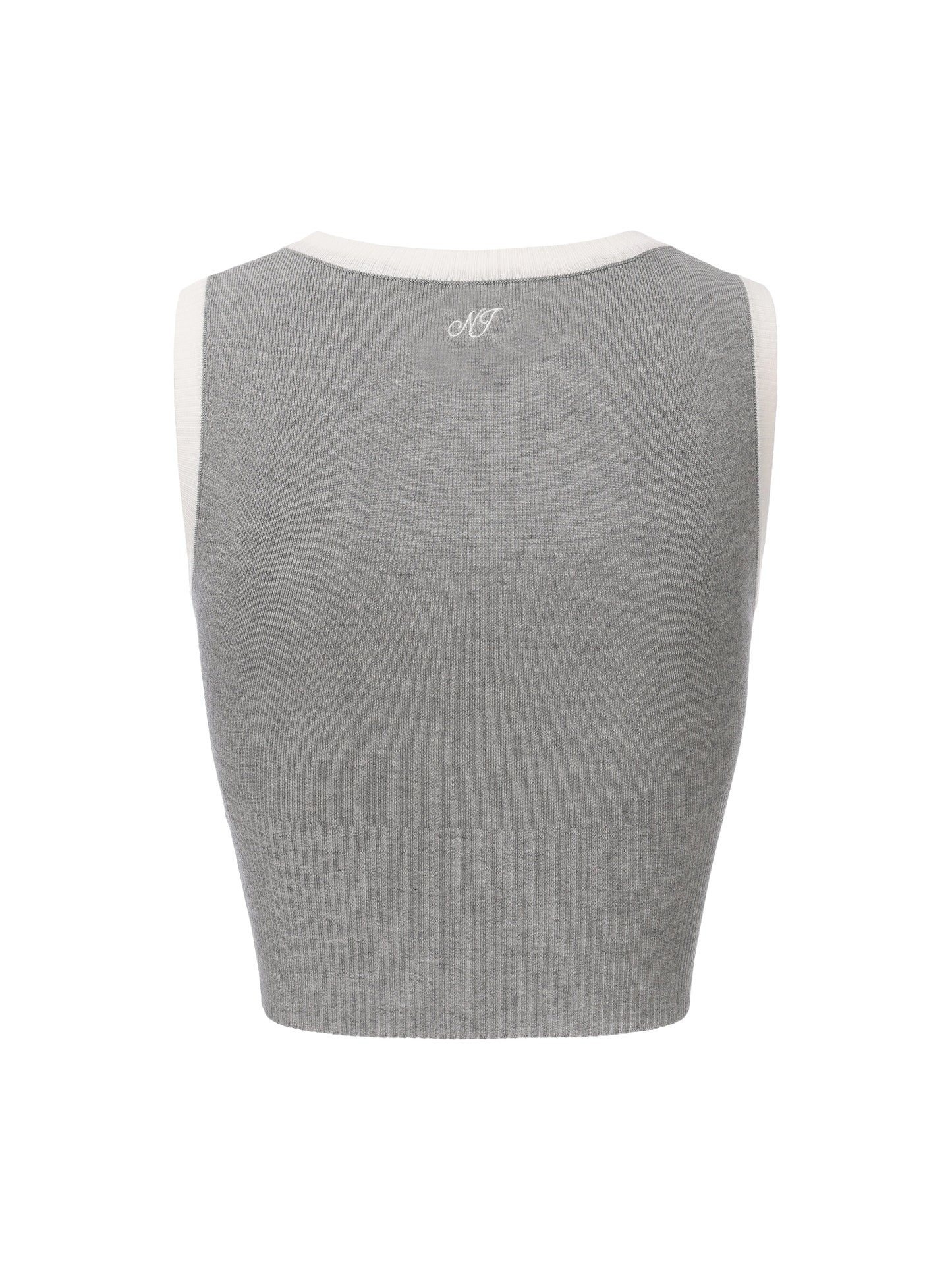 Millie Contrast-Trim Grey Knit Vest