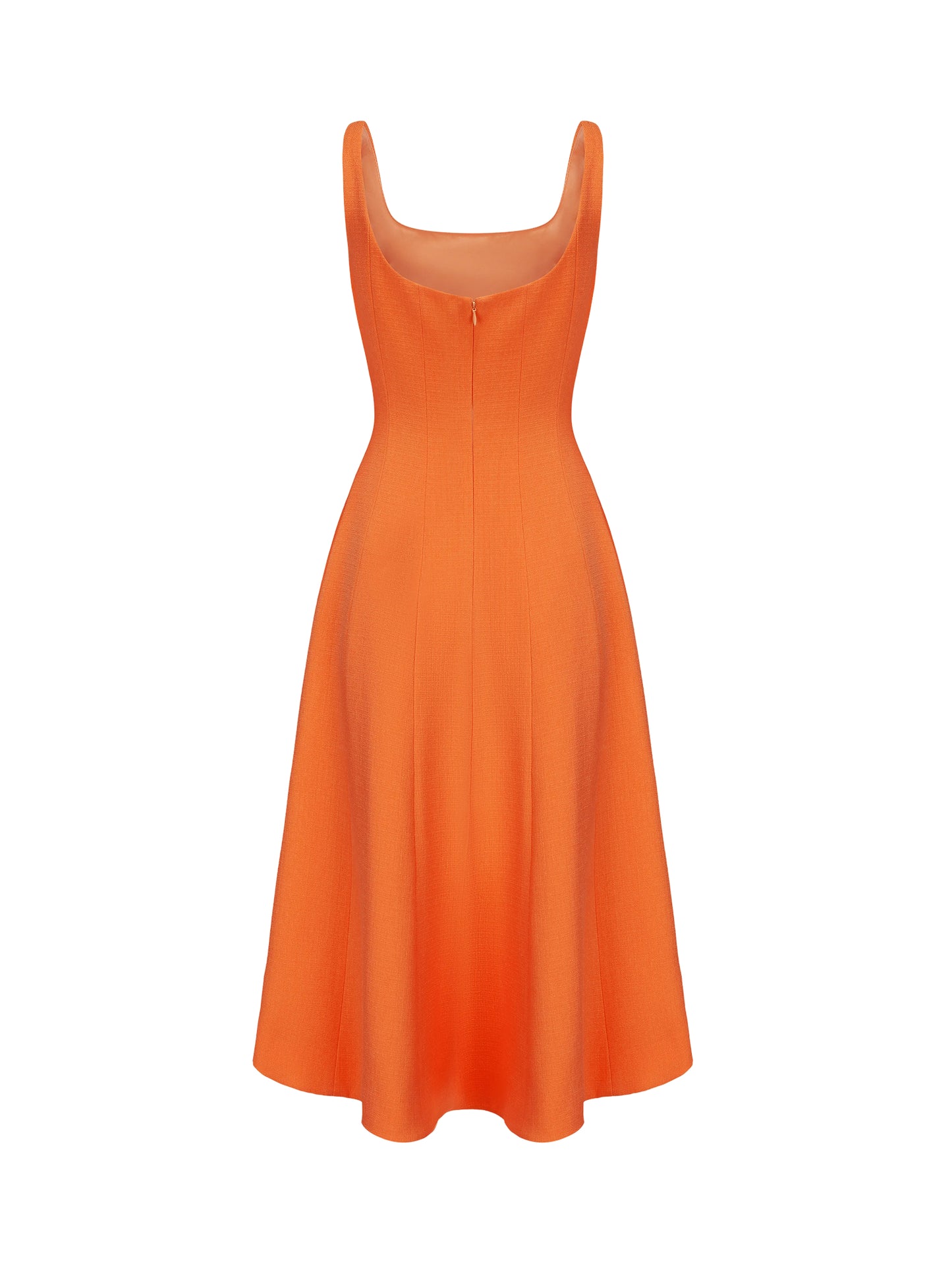 Josephine Square-Neck Orange Midi Dress