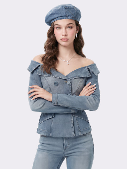 Monique Tailored Light Blue Denim Top