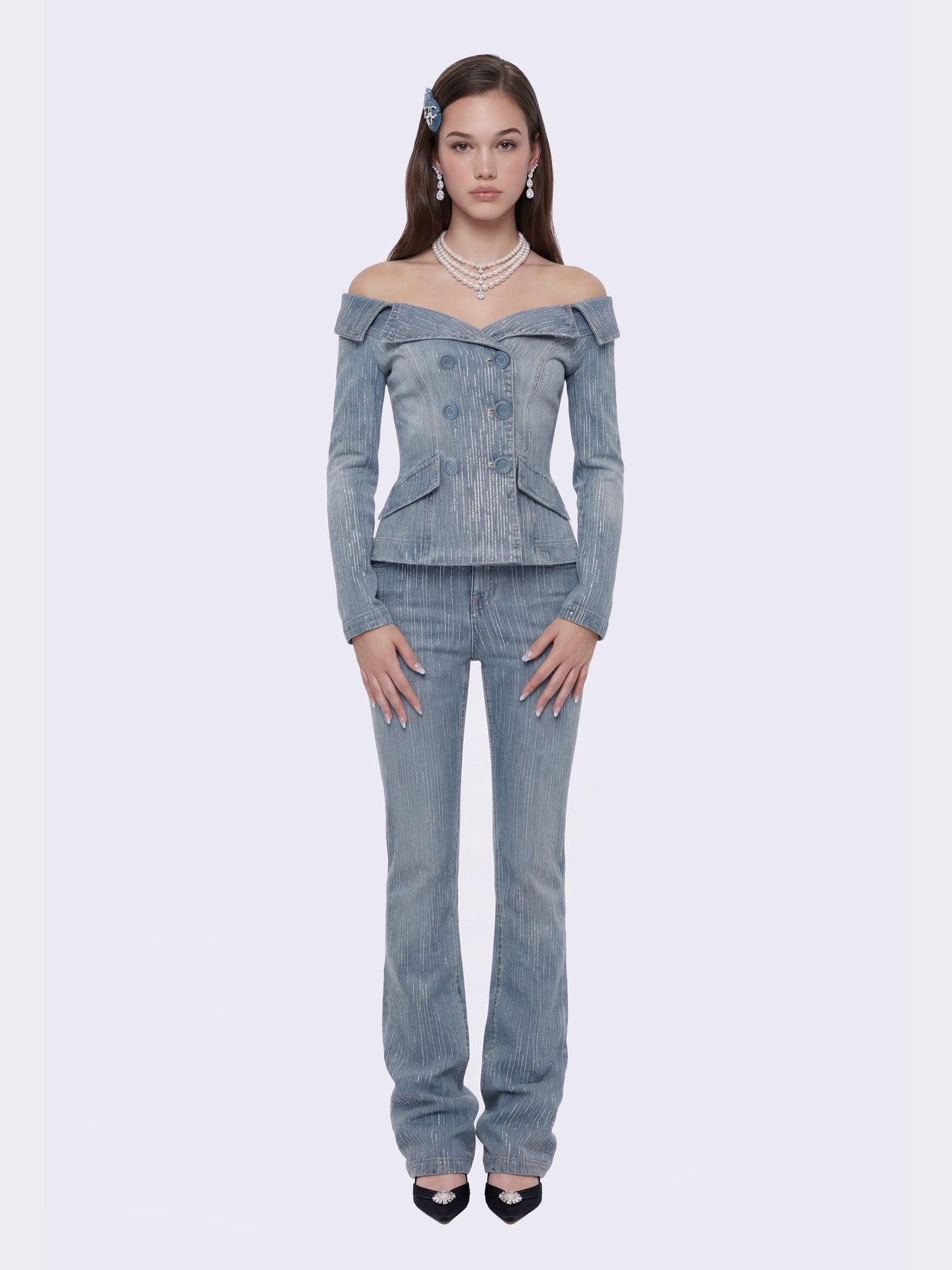 Monique Crystal Blue Denim Top