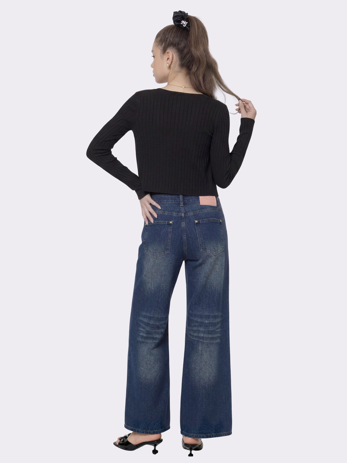Ava High-Waist Blue Straight Leg Jeans