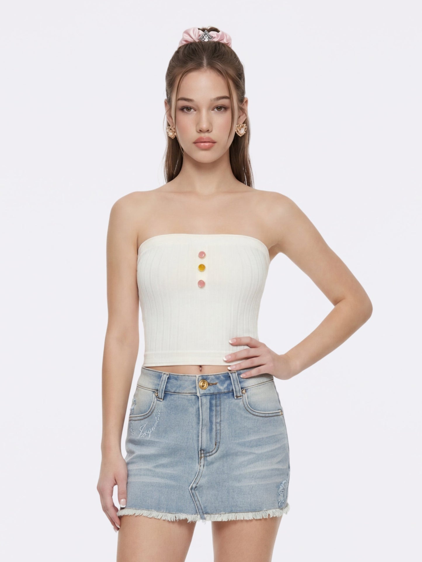Tessa White Knit Tube Top