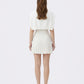 Ava Reverse Halter White Knit Flared Dress