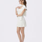 Ava Reverse Halter White Knit Flared Dress