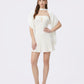 Ava Reverse Halter White Knit Flared Dress