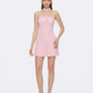 Ava Reverse Halter Pink Knit Flared Dress