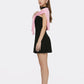 Ava Reverse Halter Black Knit Flared Dress