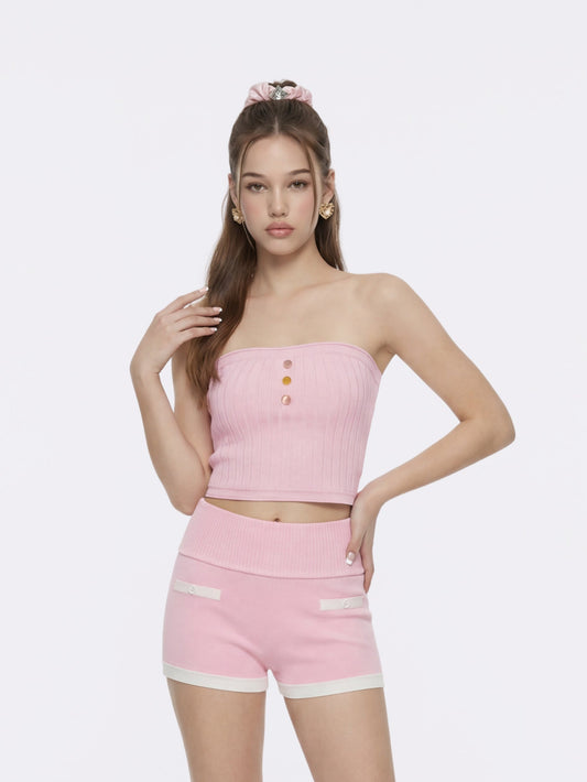 Tessa Pink Knit Tube Top