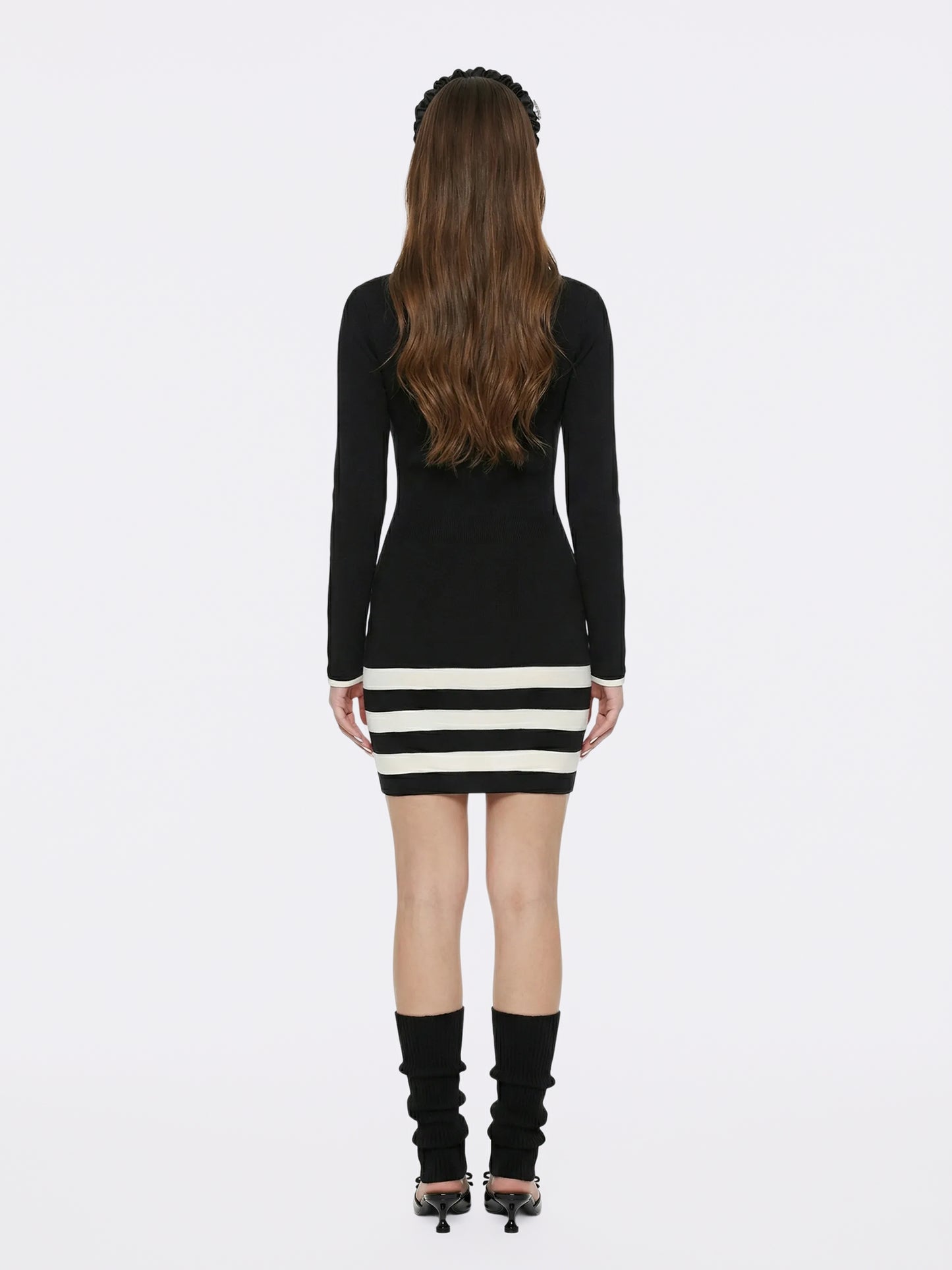Tessa Striped Black Knit Dress