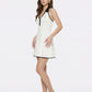 Elle Contrast Halter White Knit Mini Dress