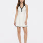 Elle Contrast Halter White Knit Mini Dress
