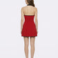 Elle Contrast Halter Red Knit Mini Dress