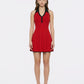 Elle Contrast Halter Red Knit Mini Dress