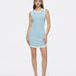 Wilhelmina Contrast-Trim Knit Light Blue Mini Dress