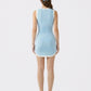 Wilhelmina Contrast-Trim Knit Light Blue Mini Dress