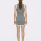 Wilhelmina Contrast-Trim Knit Grey Mini Dress