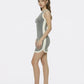 Wilhelmina Contrast-Trim Knit Grey Mini Dress