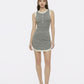 Wilhelmina Contrast-Trim Knit Grey Mini Dress