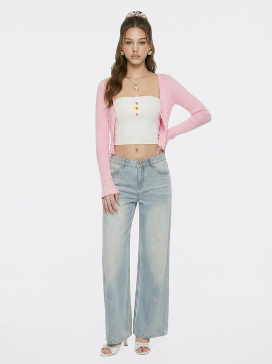 Ava Low-Rise Light Blue Straight Leg Jeans